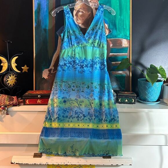 My Michelle Y2K Vibrant Blue and Green Midi Dress M - Picture 8 of 14